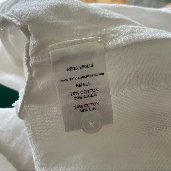 Solid and Striped The Cabana Linen Striped Cropped White Button Up Shirt NWT S - Picture 7 of 9
